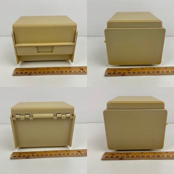 Vtg Rubbermaid Plastic Recipe Password Organize Container Hinge Lid Cream Yellow - Picture 5 of 9